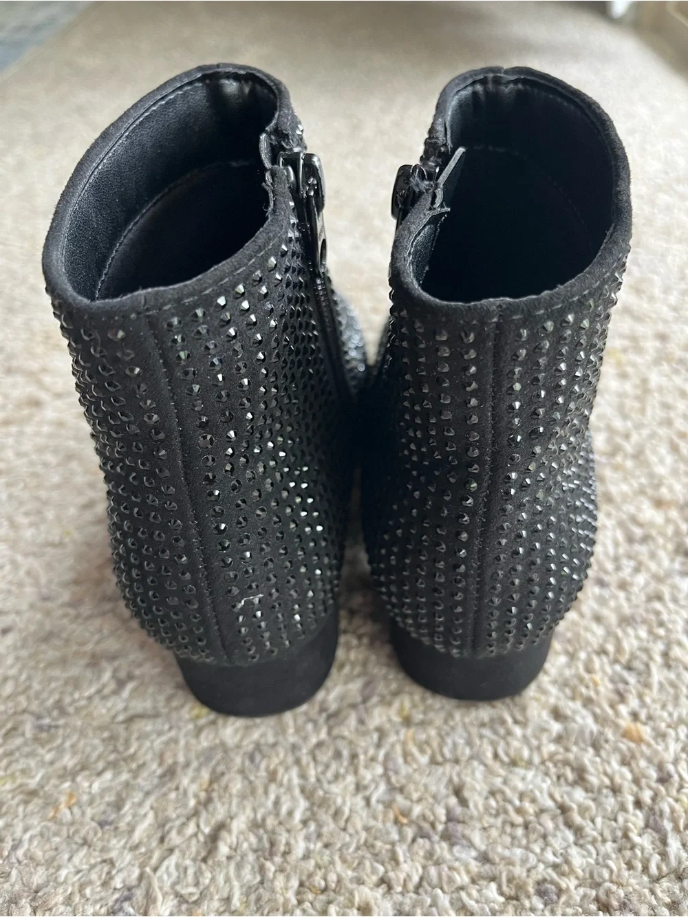 Girls Gita Black Rhinestone Ankle Boots - Size 1